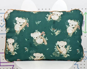 Green Koala Baby Pillow, Personalized Koala Bears and Eucalyptus Cotton and Minky Pillow, Size Toddler or Kids | Nuva