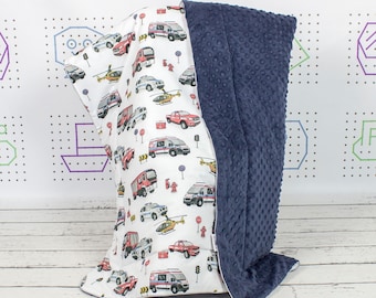 Emergency Minky Blanket, Fire Truck, Ambulance Boy Personalized Handmade Minky Blanket, Monogrammed Blanket | Nuva