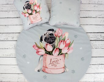 Pink Rose Print Pink Peony Round baby Play Mat Baby Roundie Round Rug Baby Blanket gift Organic Play Mat Floral Theme Flower Print