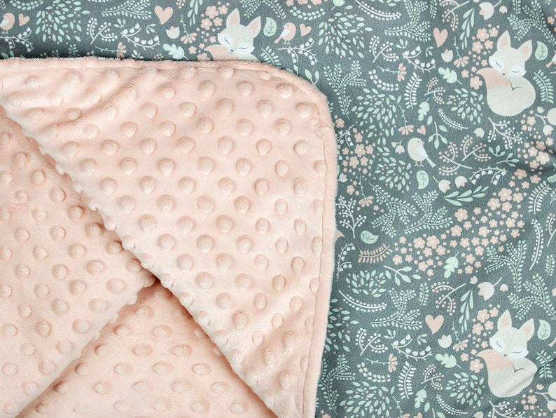 Car Seat Blanket Gray Sleeping Fox Personalized Hooded Car Etsy