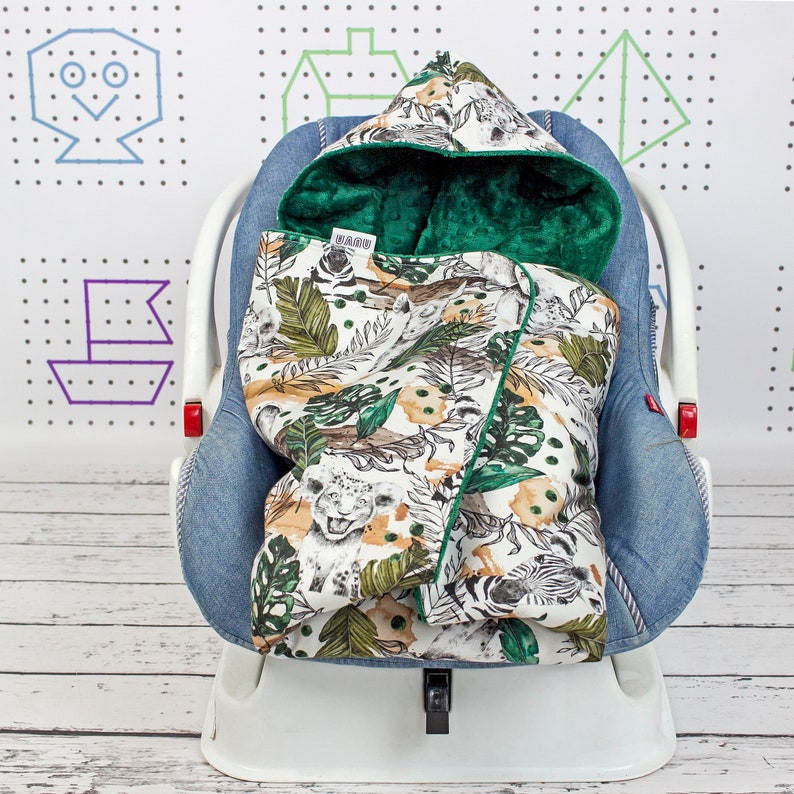 Safari Animals Car Seat Blanket Personalized Swaddle Travel Etsy