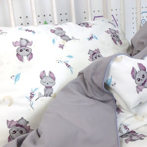 Weiß Baby Bats Bettwäsche Set, Twin / Doppel / Vollbett, Kinder und Kleinkind Bettbezug und zwei Kissenbezug | Neu