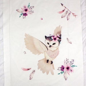 Boho Owls Cotton Panel for Sewing, Blanket panel, Digital Print Cotton Panel Size 75x100cm /39x29" | Nuva