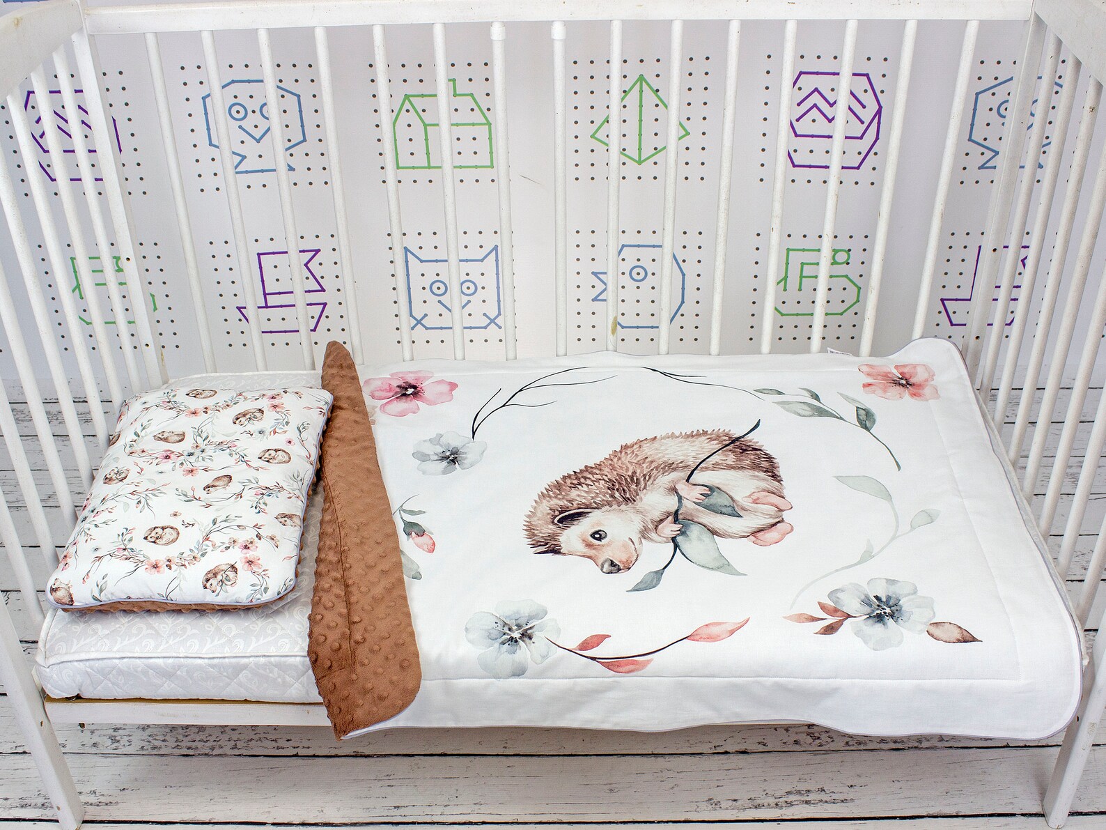 Hedgehogs in Flower Crib Bedding Set Personalized Woodland Etsy