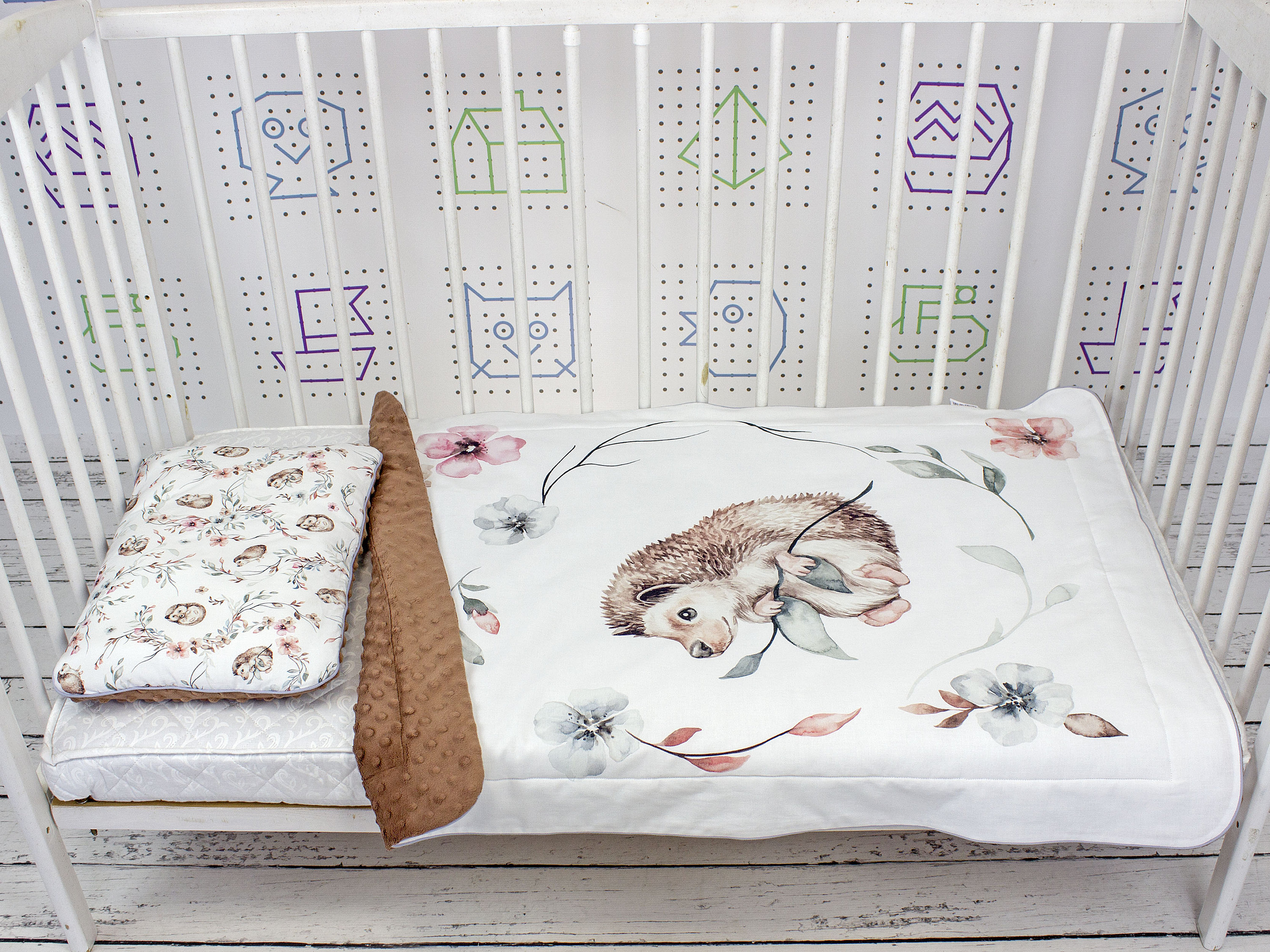 Hedgehogs in Flower Crib Bedding Set Personalized Woodland Etsy