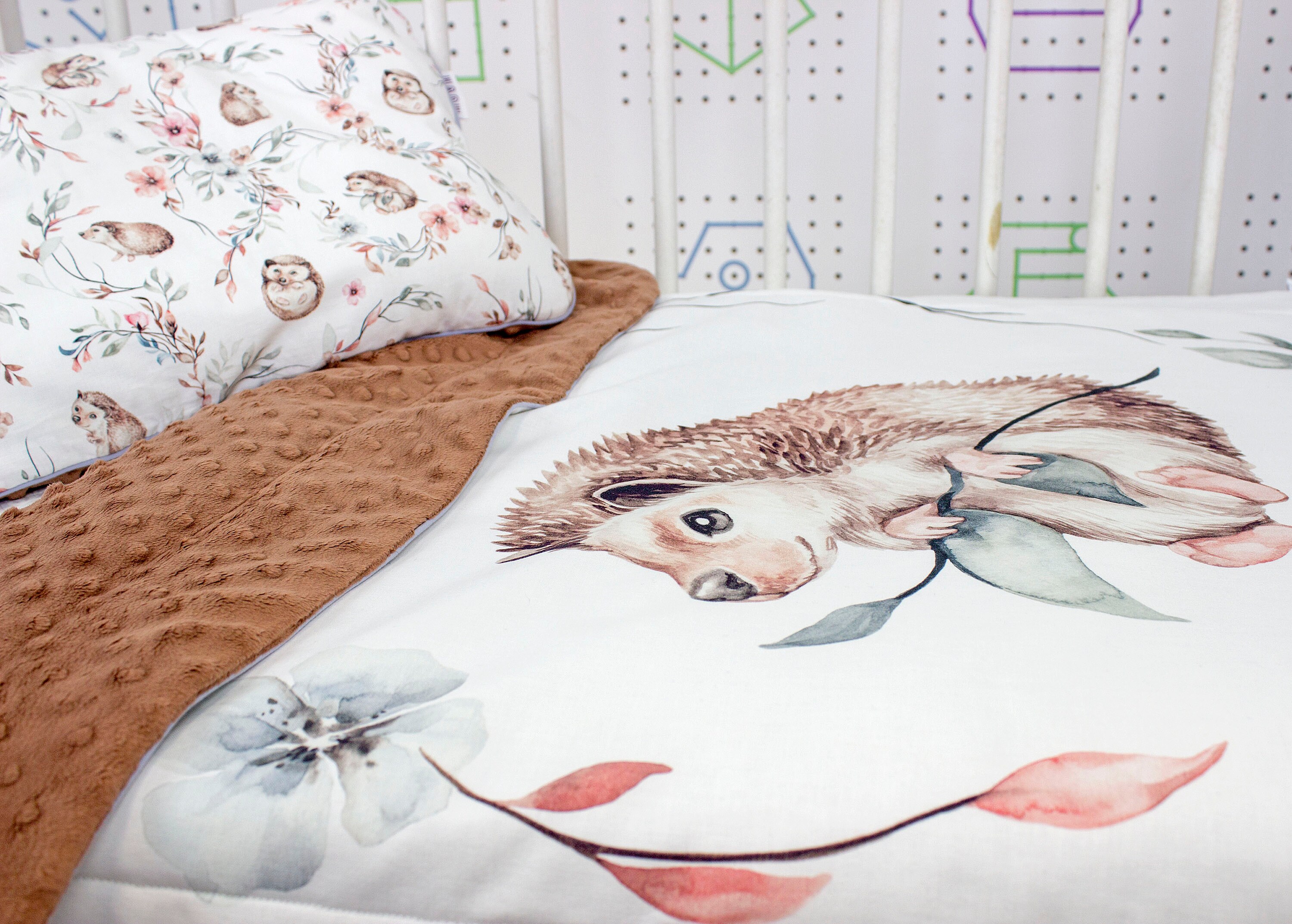 Hedgehogs in Flower Crib Bedding Set Personalized Woodland Etsy