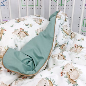 Parure de lit pour bébé Koala : housse de couette et taie d'oreiller en coton