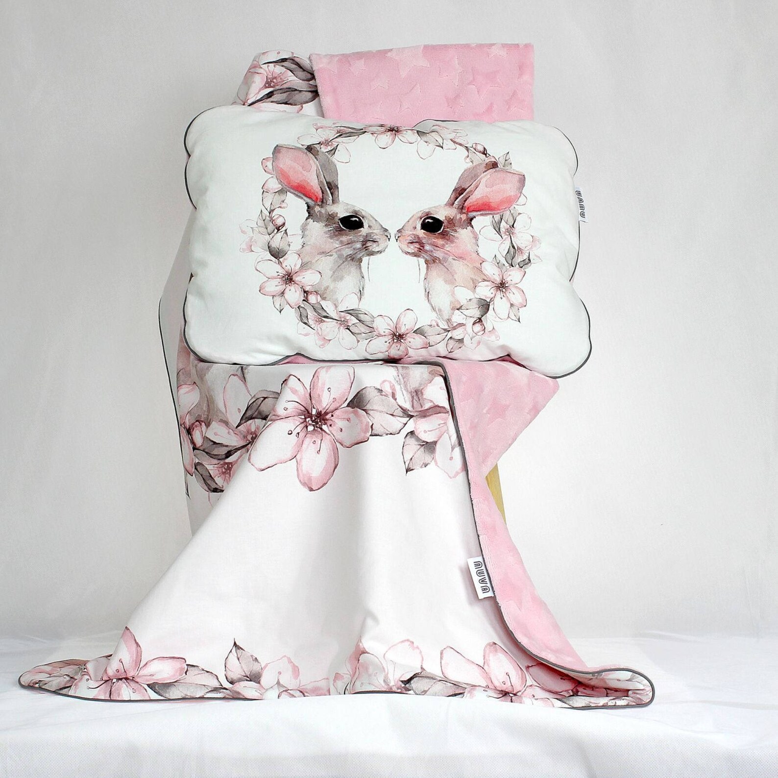 Bunny Crib Bedding Set Girl Pink Crib Bedding Rabbit Minky Etsy