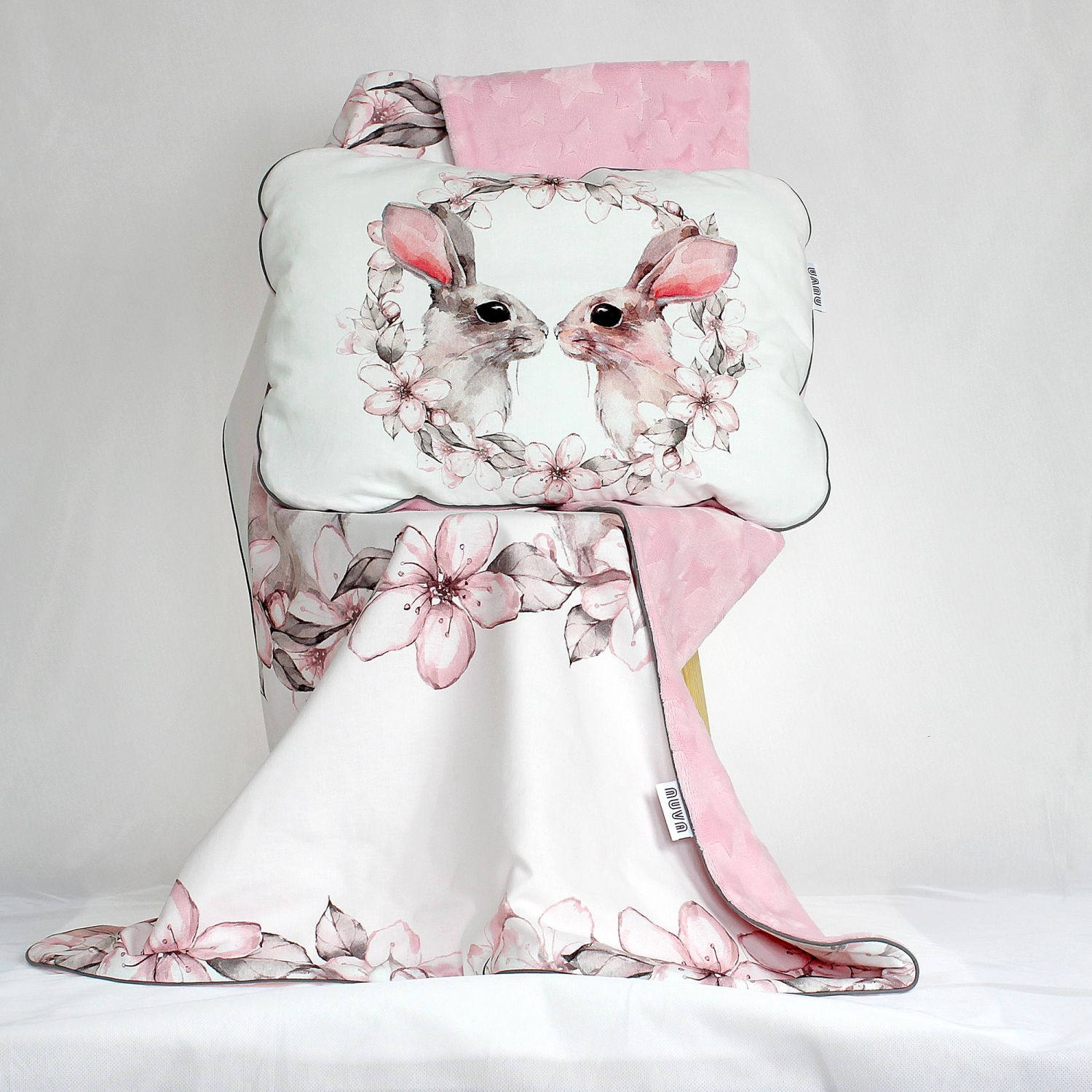 Bunny Crib Bedding Set Girl Pink Crib Bedding Rabbit Minky Etsy