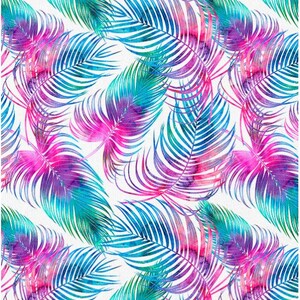 Rainbow Feathers Cotton Fabric Tropical Feathers Cotton, Premium Digital Print Cotton, Width 155cm /61"