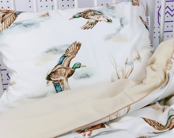 Wild Ducks Kids and Baby Bedding Set, Duck Lake Soft Cotton Nursery Duvet Cover and Pillow Case | Nuva