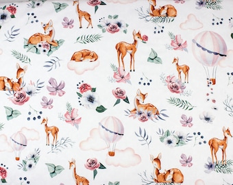 Deer in Flower Cotton Fabric – Premium Digital Print