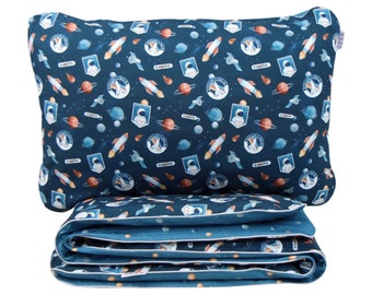 Space Kids and Baby Duvet Cover, Cotton Nursery Bedding Set,  Rocket Boy Duvet Cover and Pillowcase, Choose size | Nuva