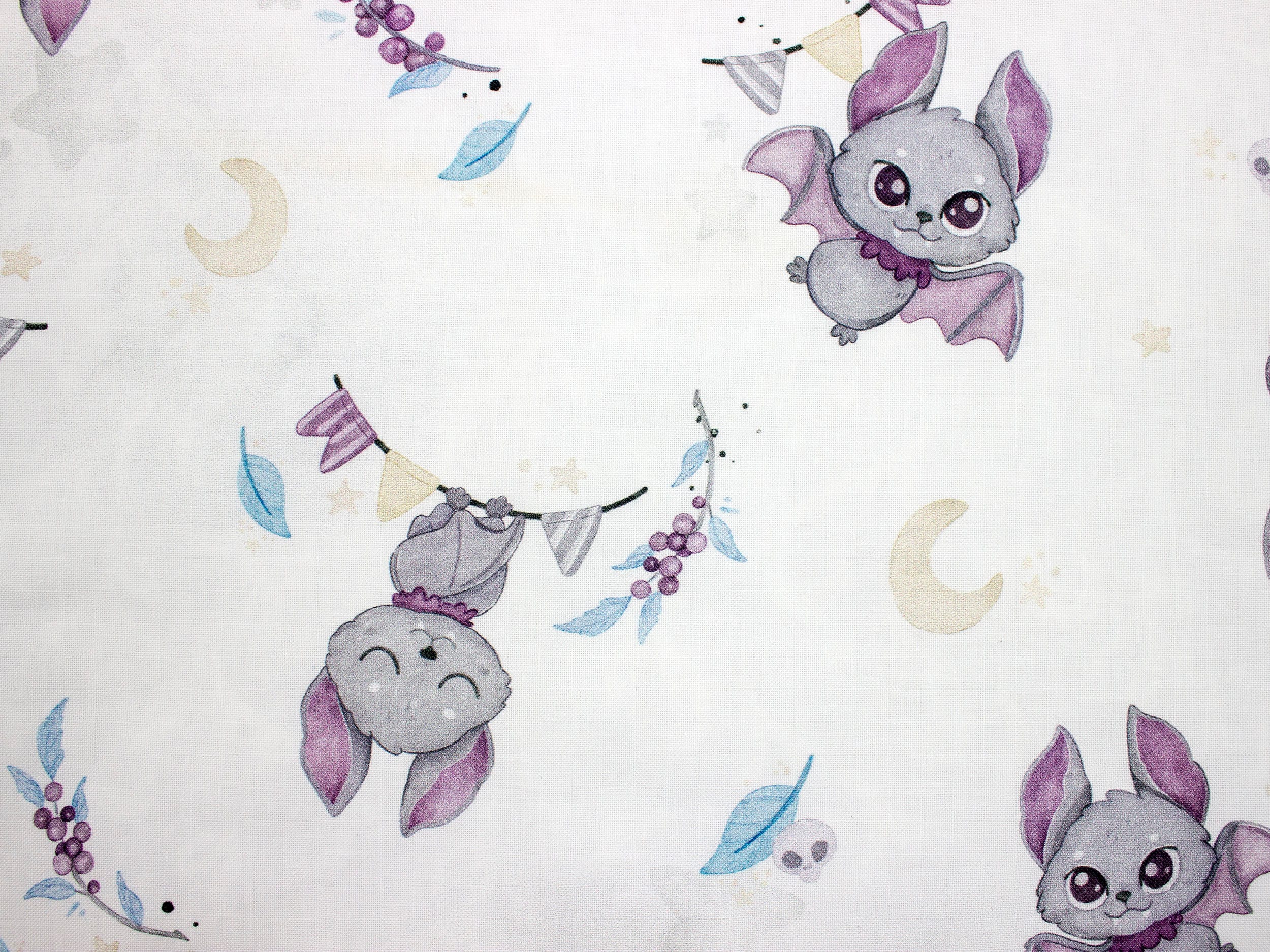 White Baby Bats Cotton Fabric Cute Vampire Bats Nursery Etsy