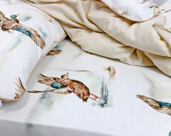 Wild Ducks Baby Sheet, Crib Fitted Sheet, Duck Lake Baby Bed Sheet, Organic cotton Kids Bedding | Nuva