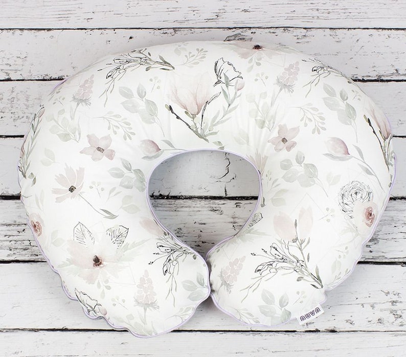 Magnolia Floral Nursing Pillow Cover Personalized Handmade Etsy