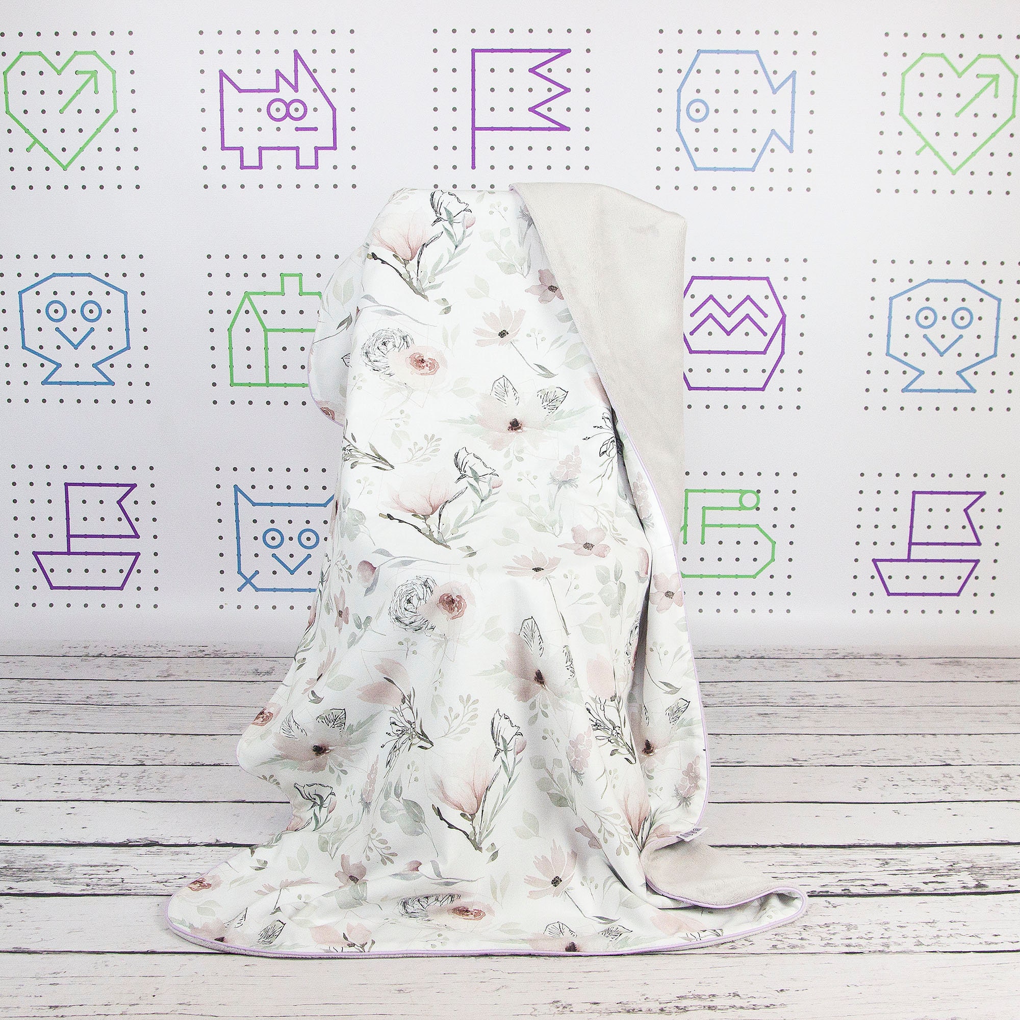 Couverture Pour Bébé Florale Magnolia, Couverture Minky Grey Girl, Personnalisée Faite à La Main, av