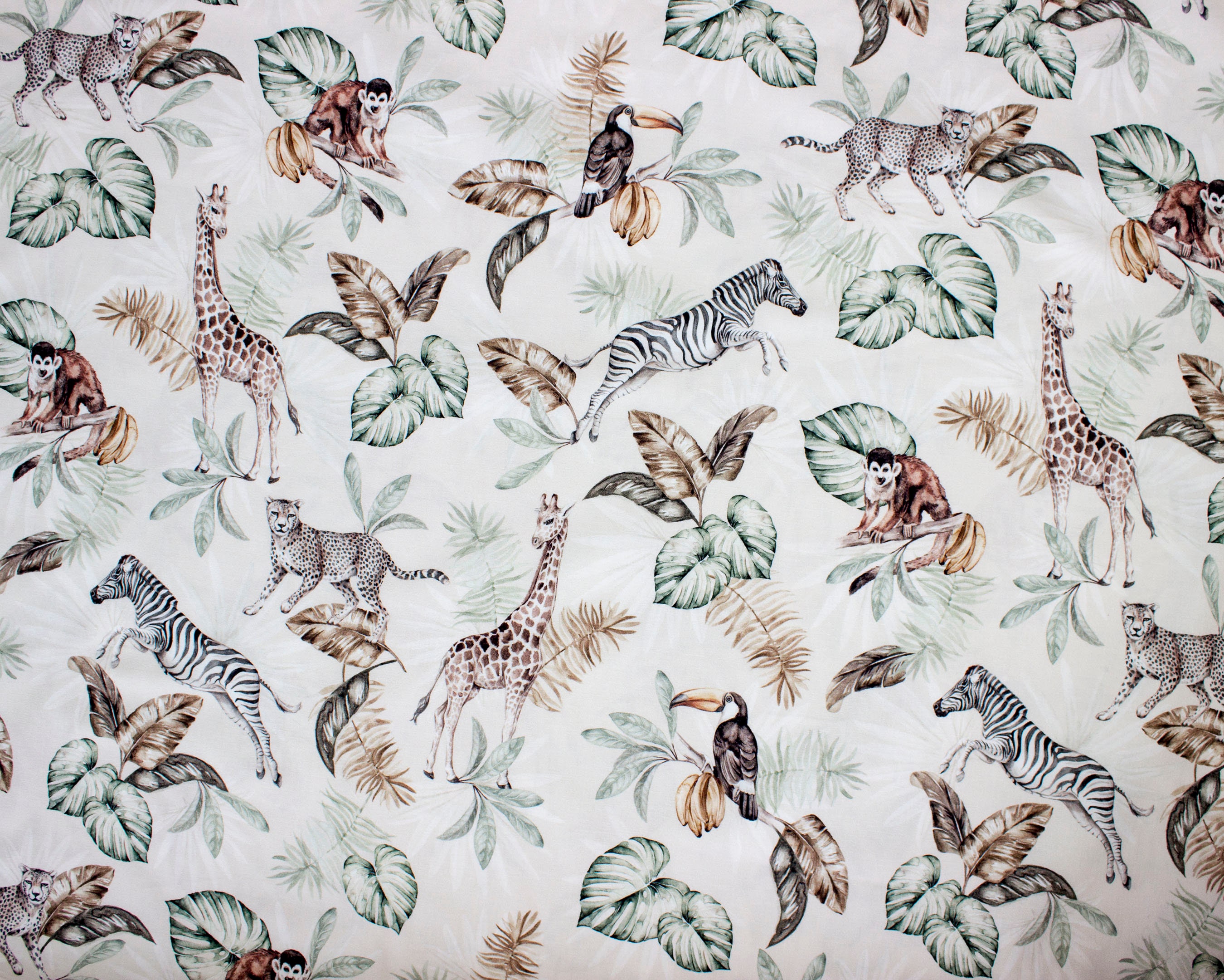 Wild Safari Animals Cotton Fabric Tropical Cotton Leopard | Etsy