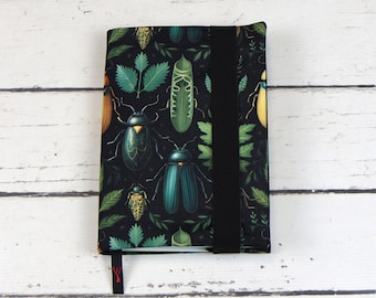 Beetle Book Cover, Adjustable Book Protector, Padded Cover for Paperback and Hardcover Book,  Fabric Book Jacket, Book Lover Gift  | Nuva