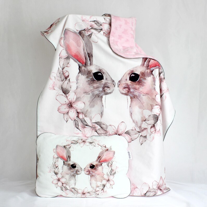 Bunny Crib Bedding Set Girl Pink Crib Bedding Rabbit Minky Etsy