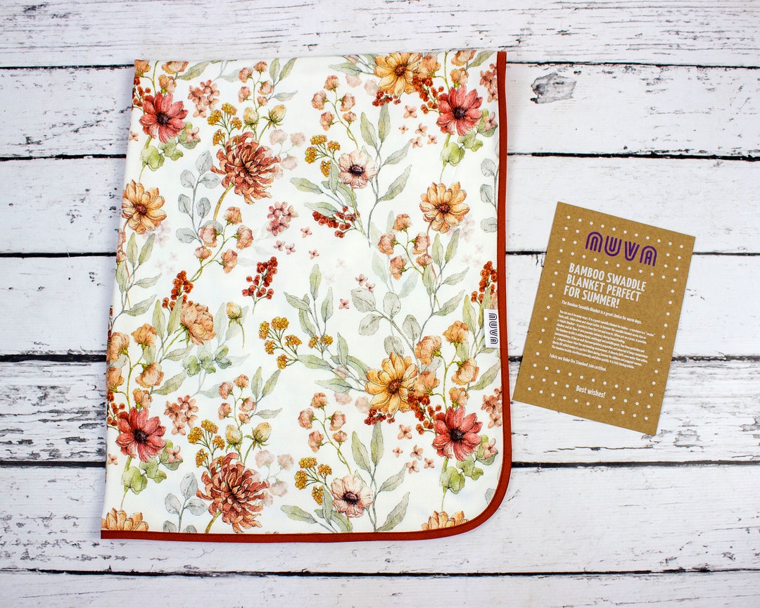 Vintage Wildflowers Bamboo Viscose Swaddle Blanket Organic Etsy