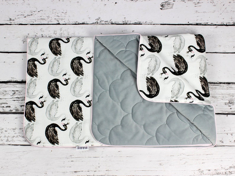 Swan Baby Blanket Size Infant or Toddler Nuva Monochrome Bedding Girl Minky Velvet blanket