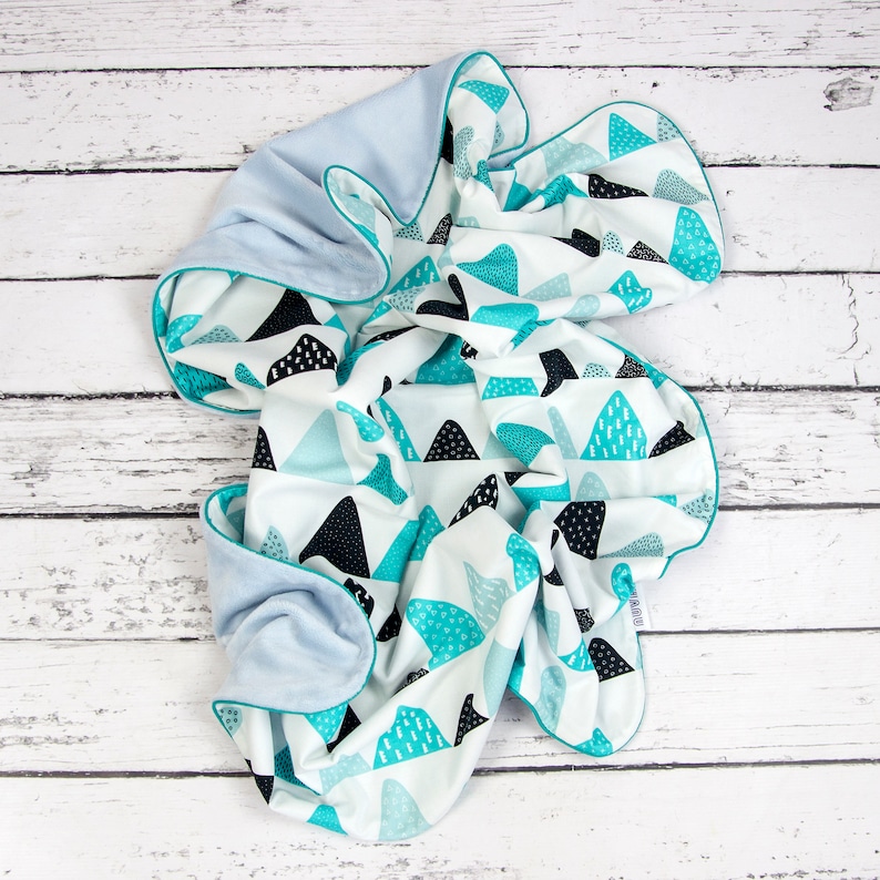Personalized Handmade Minky Blanket Gender neutral Last items! Nuva Mountain Baby Blanket
