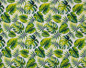 Tropical Jungle Leaves Cotton Fabric – Bold Rainforest Print