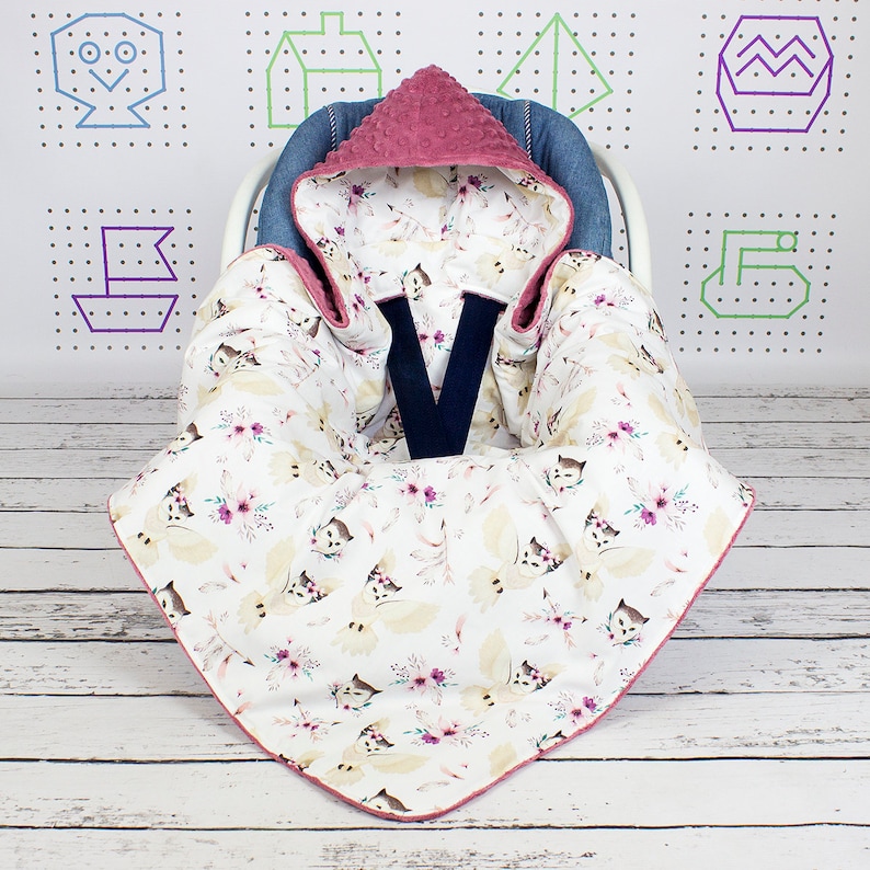Boho Owls Car Seat Blanket Personalized Swaddle Travel Hooded Etsy