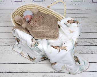 Wild Ducks Minky Blanket, Duck Lake Personalized Handmade Minky Blanket, Monogrammed Blanket | Nuva