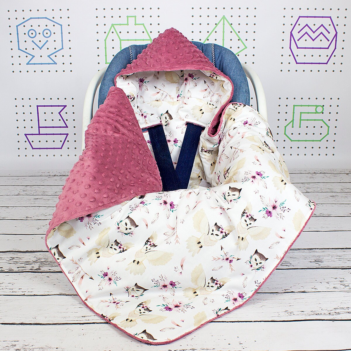 Boho Owls Car Seat Blanket Personalized Swaddle Travel Hooded Blanket Girl Wrap Car Blanket Nuva Etsy Canada
