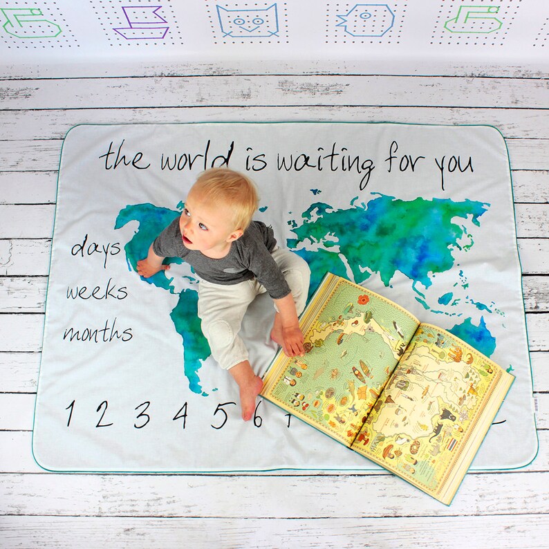 Baby Month Milestone Blanket Gender Neutral Monthly Baby Etsy