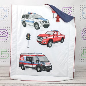 Emergency Vehicle Minky Baby Blanket: Fire Truck, Ambulance, Police Car