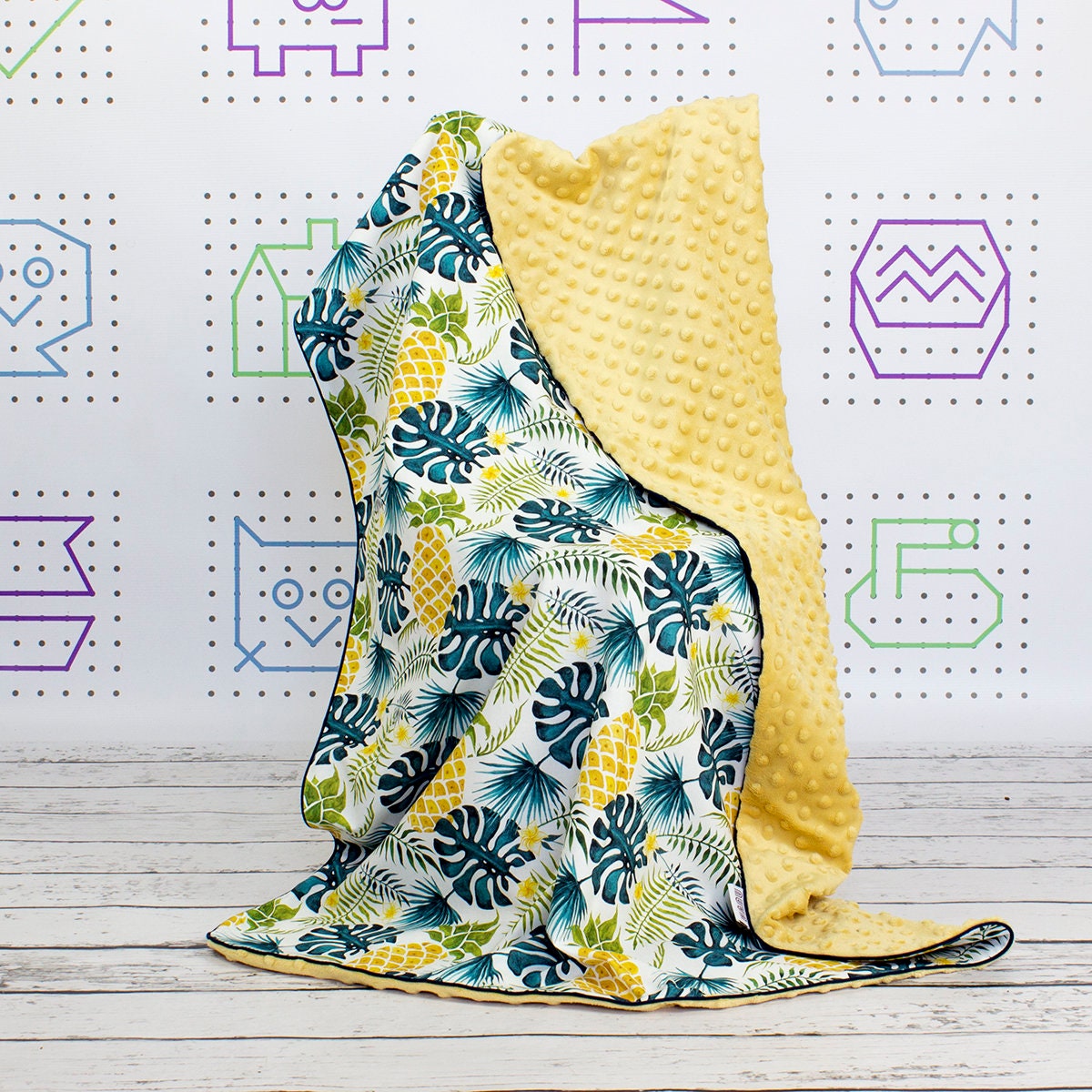 Pineapple Tropical Baby Blanket Personalized Cozy Minky Etsy