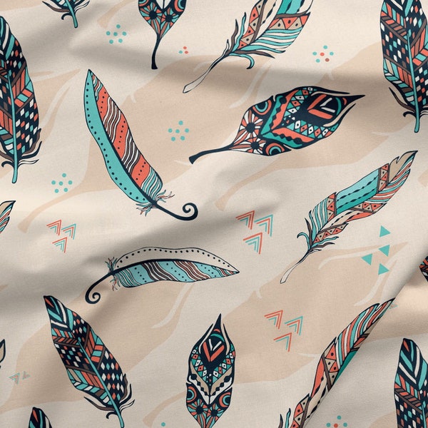 Feather Print Fabric Etsy
