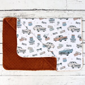 American Vintage Car Minky Blanket Route 66 Boy Personalized - Etsy