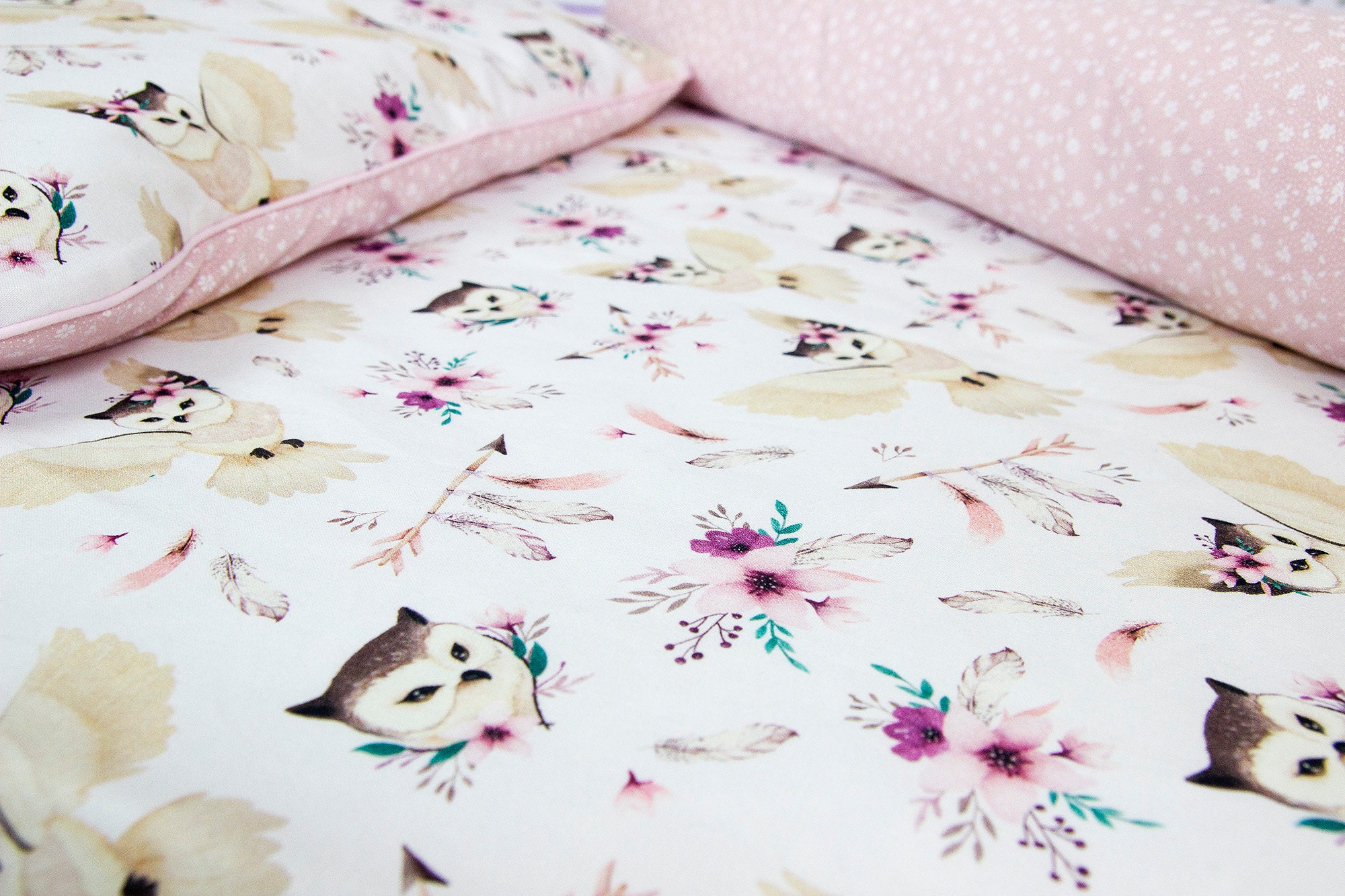 Drap Bébé Boho Owls, Drap-Housse Pour Lit Bébé, Drap-Lit Boho, Literie en Coton | Nuva