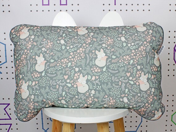 Gray Fox Pillow Crib Bedding Flat Infant Pillow Baby Crib Etsy