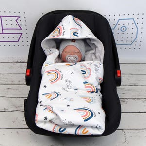 Tęczowy kocyk samochodowy, ciepły kaptur kocyk samochodowy, koc podróżny Wildflowers Swaddle, zimowy kocyk samochodowy | Nuva