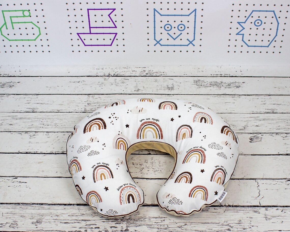 Natural Rainbow Nursing Pillow Cover Neutral Personalized Etsy