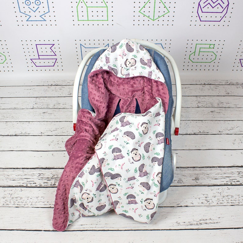 Hedgehog Car Seat Blanket Personalized Swaddle Travel Hooded Etsy