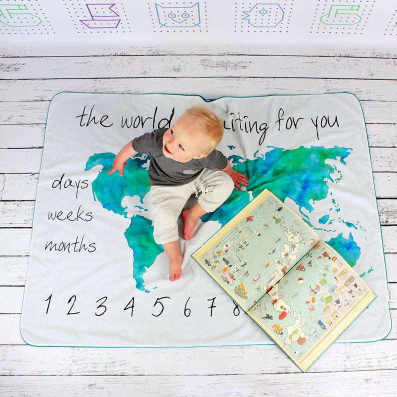 Baby Month Milestone Blanket Gender Neutral Monthly Baby Etsy