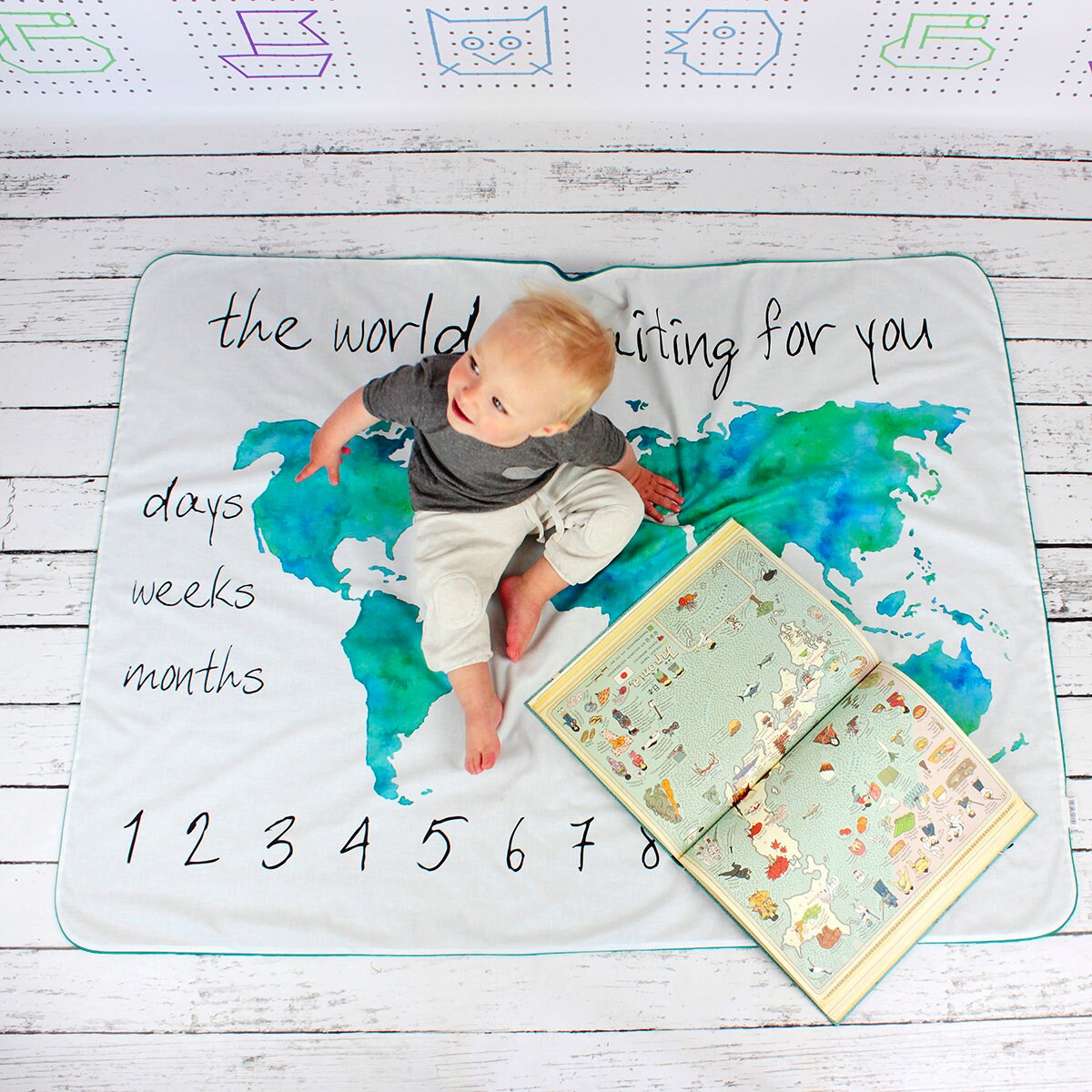 Baby Month Milestone Blanket Gender Neutral Monthly Baby Etsy