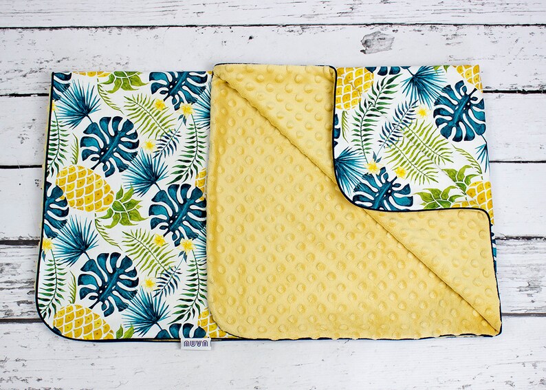 Pineapple Tropical Baby Blanket Personalized Cozy Minky Etsy