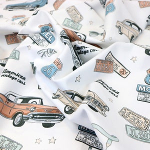 Premium digital print cotton retro car pattern