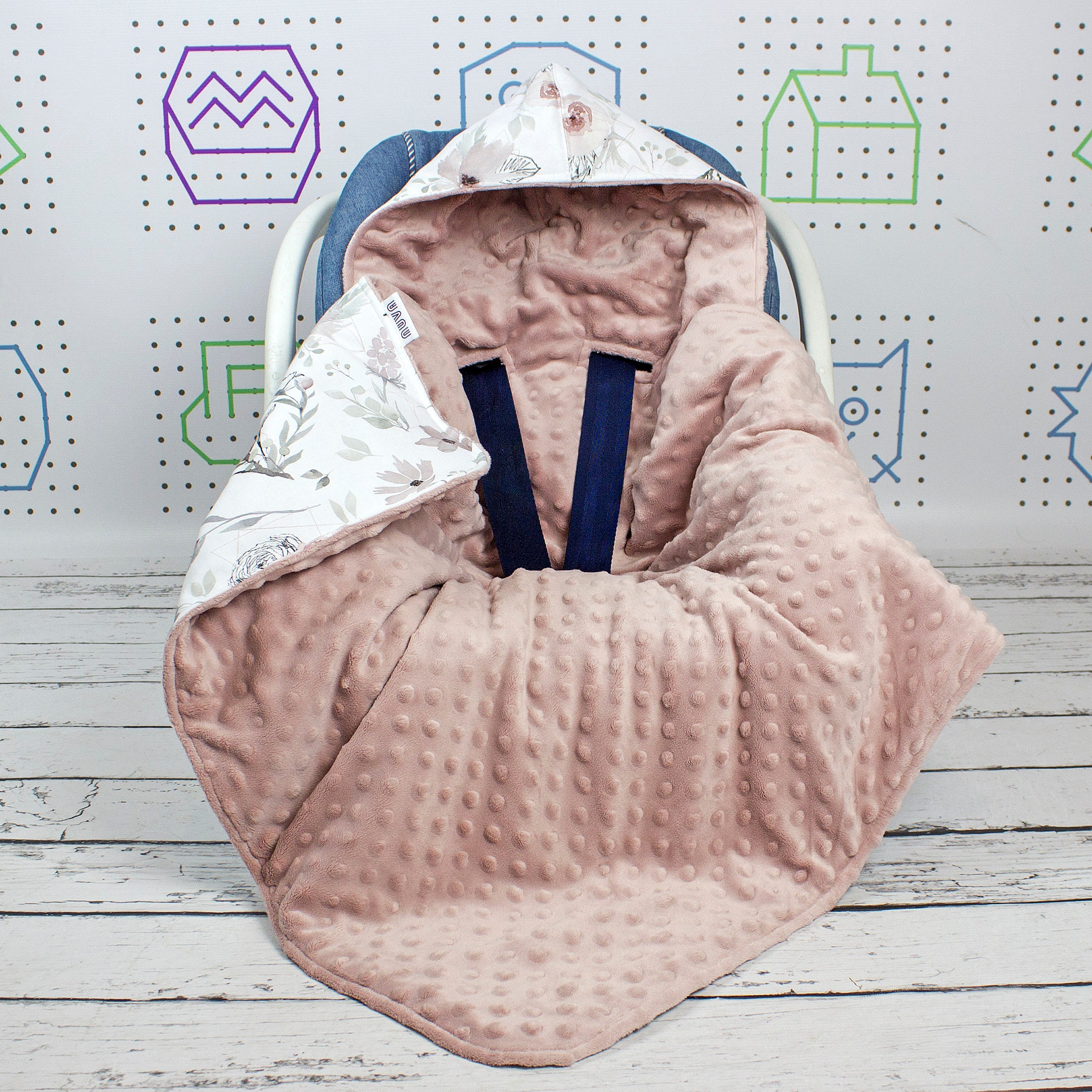 Magnolia Floral Car Seat Blanket Personalized Hooded Carseat
