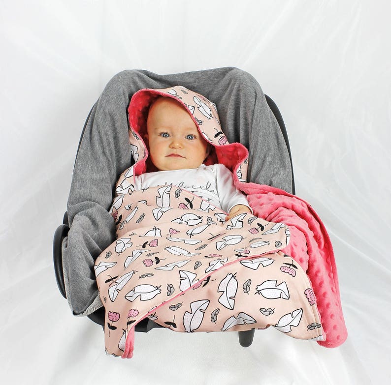 C Feathers Car Seat Blanket Personalized Hooded Cat Swaddle Travel Wrap Nuva
