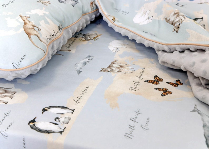 Animals World Map Baby Sheet Crib Fitted Sheet Animals Crib Etsy