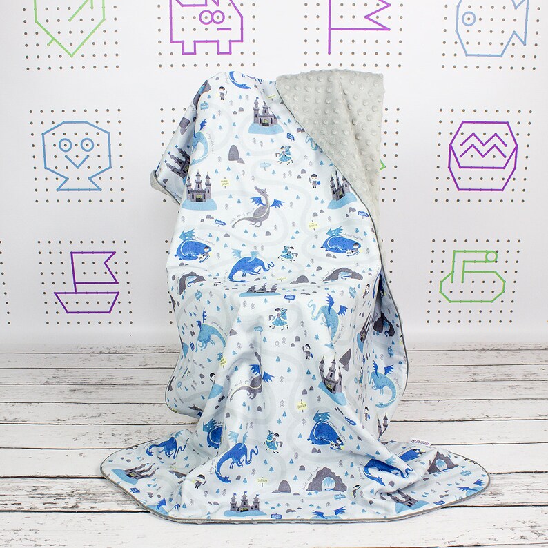 Dragon Baby Blanket Personalized Boy Minky Blanket Castle Etsy