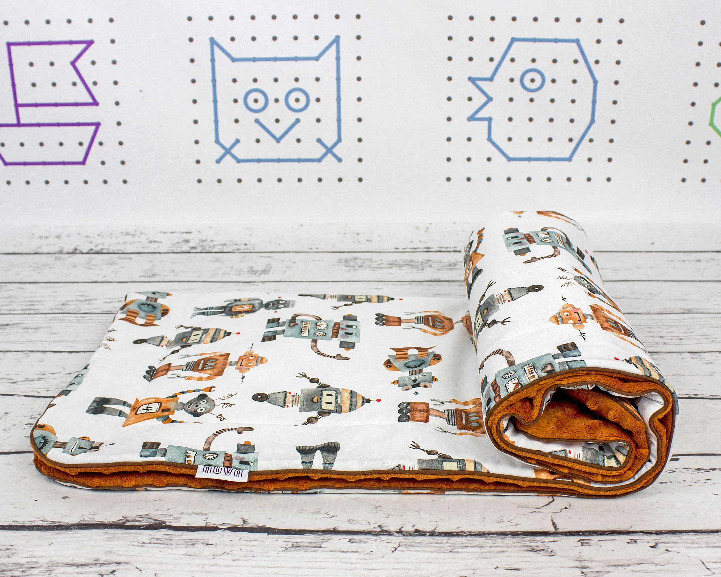 Retro Robots Baby Blanket Boy Personalized Handmade Minky Etsy